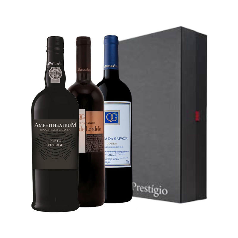 Conjunto Vinho Gaivosa Prestígio Tinto e Porto - Gaivosa, Lordelo e Amphiteatrum - 3 garrafas