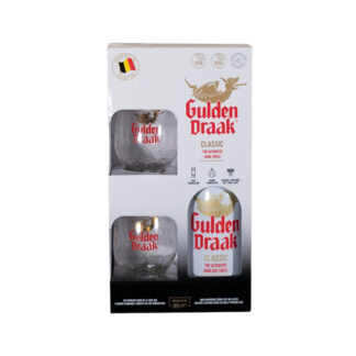Conjunto Cerveja Gulden Draak - 1 Garrafa 75cl + 2 Copos