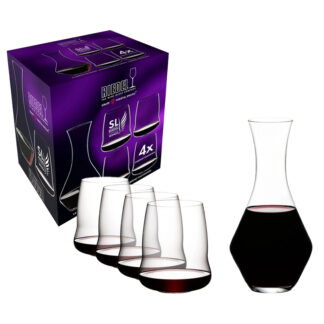 Pack Riedel - Stemless Wings Cabernet - 4 Copos + 1 Decanter