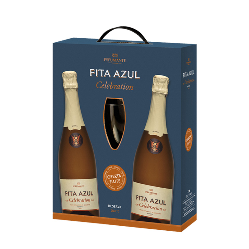 Conjunto Espumante Fita Azul - 2 Garrafas Doce 75cl + 1 Copo Flute