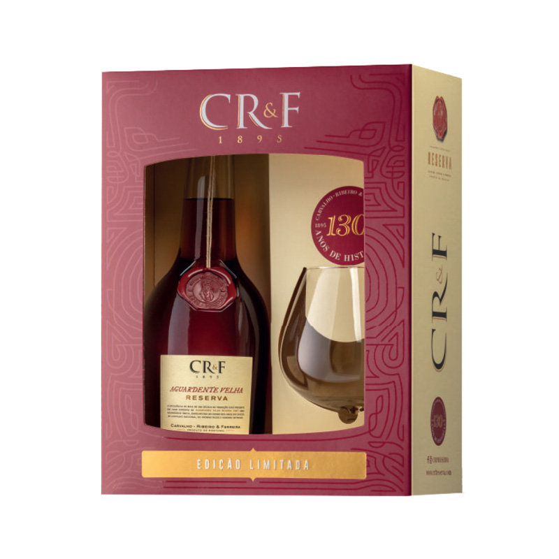 Conjunto Aguardente CR&F - Reserva - 1 Garrafa 70cl + Copo Balão