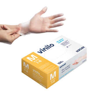 Luvas Santex – Vinil Sem Pó Transparente AQL1.5 – Tamanho M (100un.)