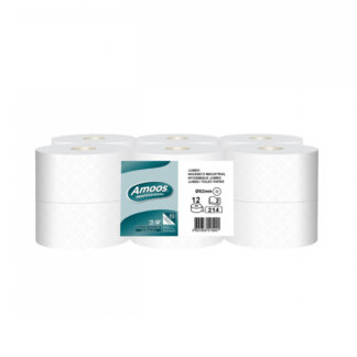 Papel Higiénico Jumbo Amoos 2 folhas - 214 serviços (12 rolos)