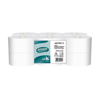 Papel Higiénico Jumbo Amoos 2 folhas – 514 serviços (12 rolos)