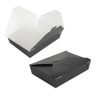 Caixa para Microondas Retangular 1470ml – 19,8x14x4,8cm Cartão Ondulado Preto (100 un.)