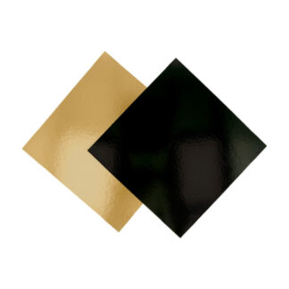 Cartão 2 Faces para Pastelaria - 24x24cm Ouro e Preto (50 un.)