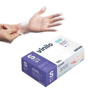 Luvas Santex – Vinil Sem Pó Transparente AQL1.5 – Tamanho M (100un.)